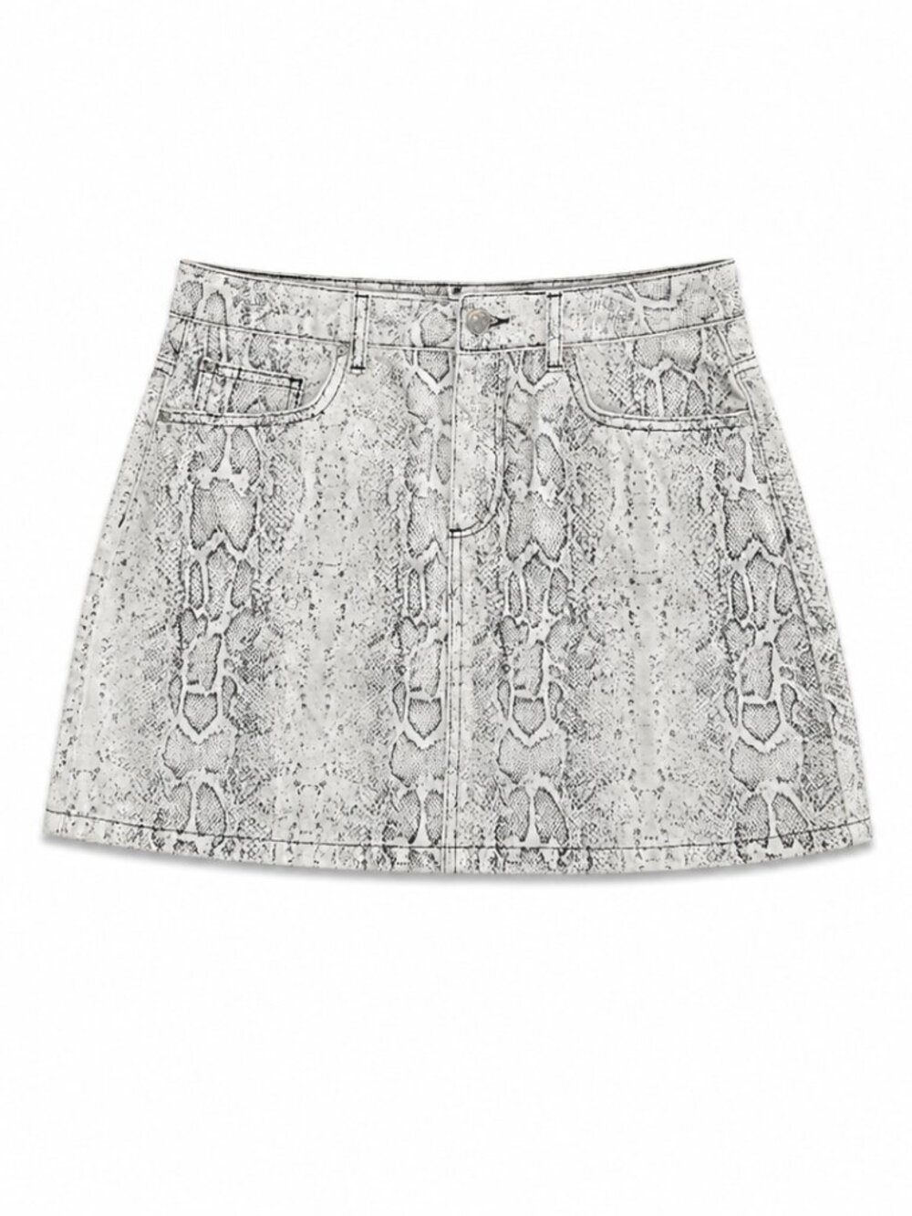 Denim Co. Snake Skin Print White and Black Mini Skirt Size 6